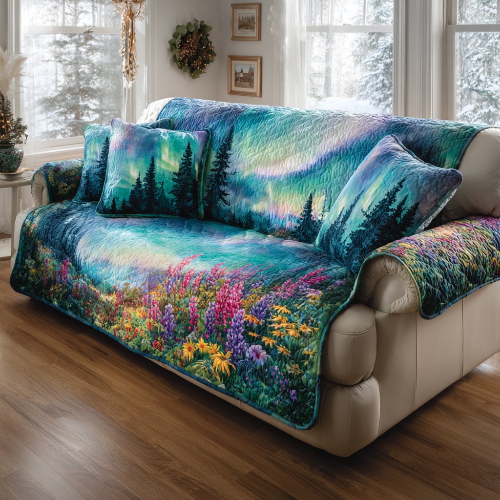 Aurora Night Spirit Quilted Couch Cover Washable Sofa Cat Protector Mother's Day Gifts For Grandma