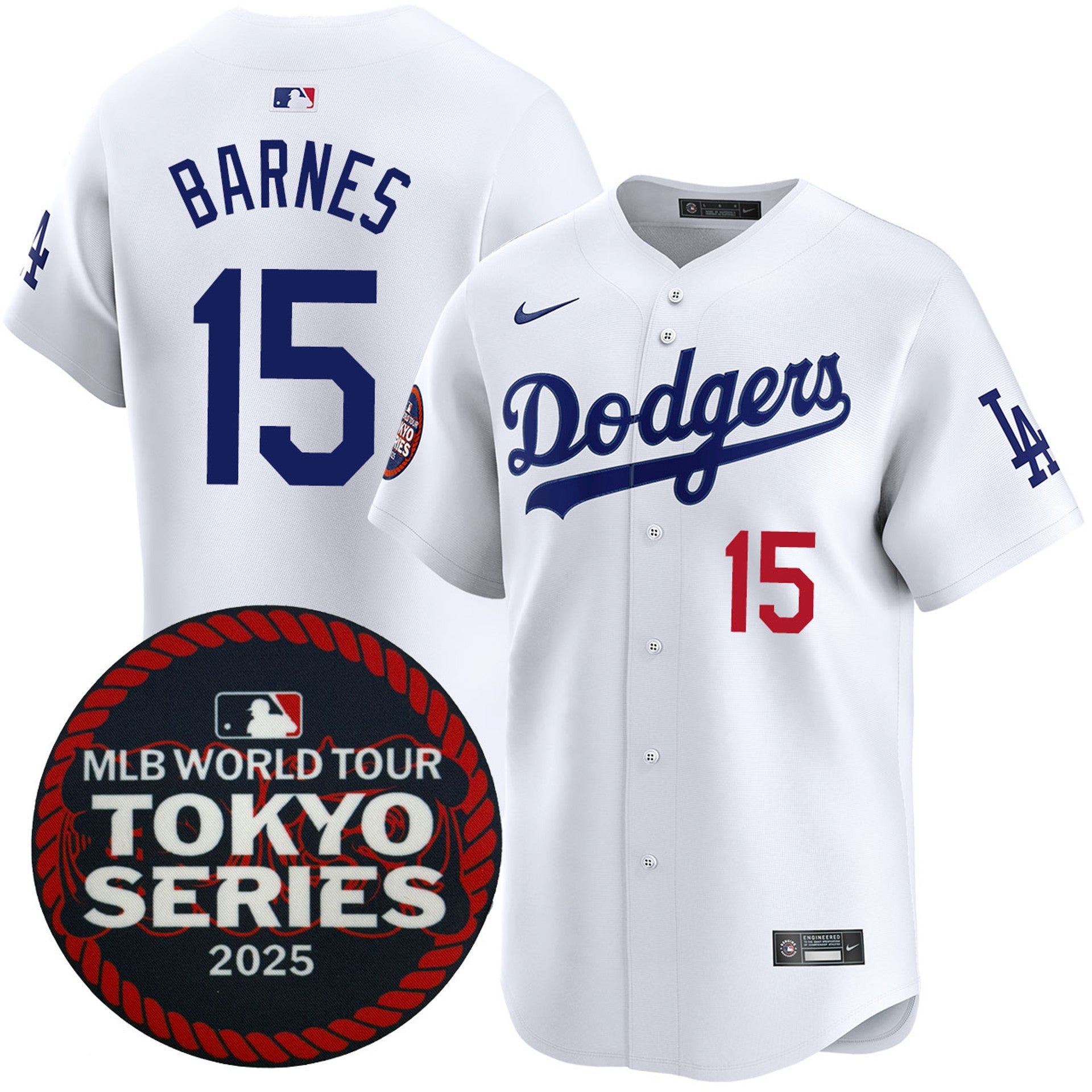 Austin Barnes Los Angeles Dodgers 2025 Home Tokyo Series Jersey - White