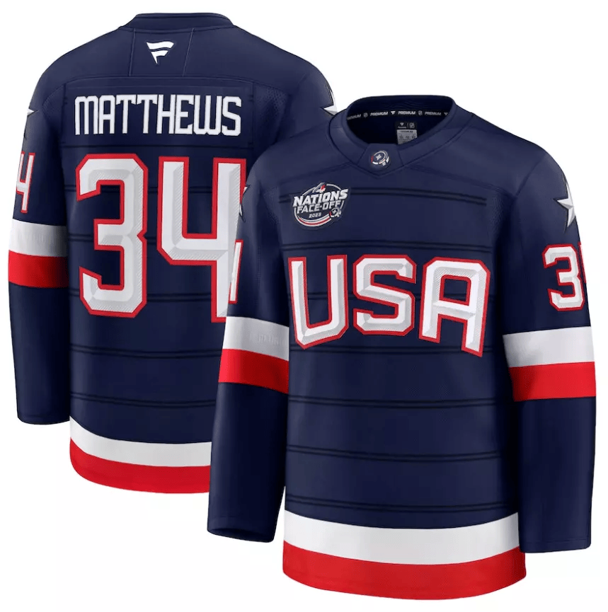Auston Matthews USA 2025 4 Nations Face-Off Stitched Navy Jersey