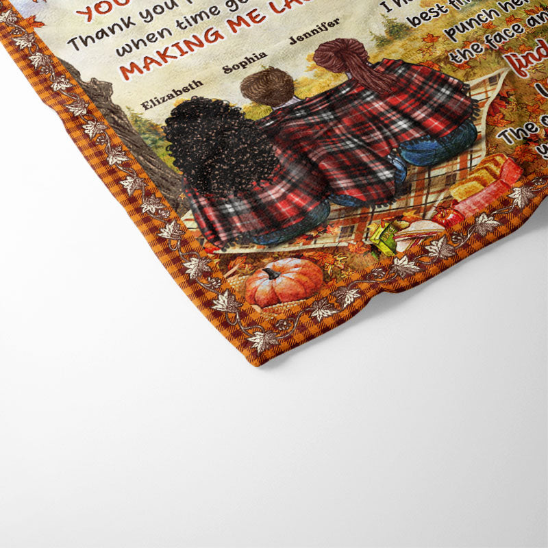 Autumn Flannel Bestie I Love You - Personalized Custom Blanket - Image 3