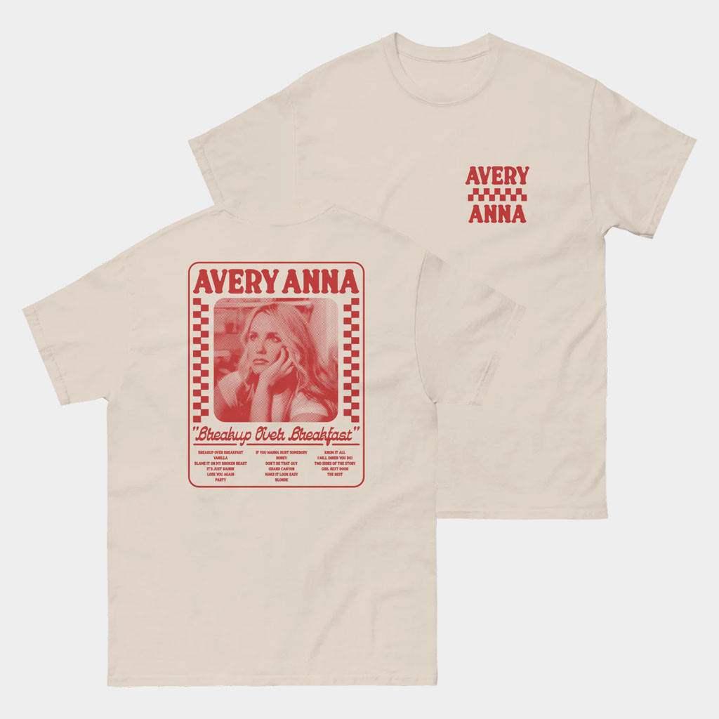 Avery Anna Merch Breakup Over Breakfast Tracklist T-Shirt Cool Gifts For Music Lovers