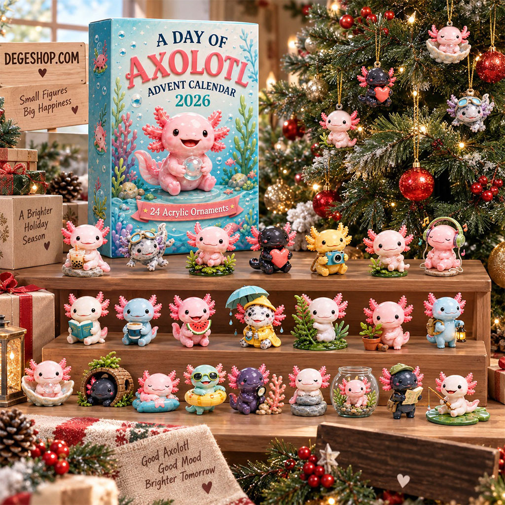 Axolotl Advent Calendar 24 Days Of Christmas Ornaments Axolotl Merch Cute Gift For Xmas
