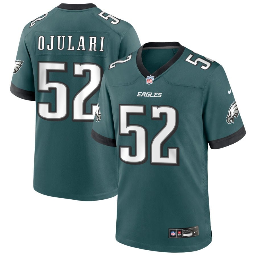 Azeez Ojulari Philadelphia Eagles 2025 Game Jersey - Midnight Green