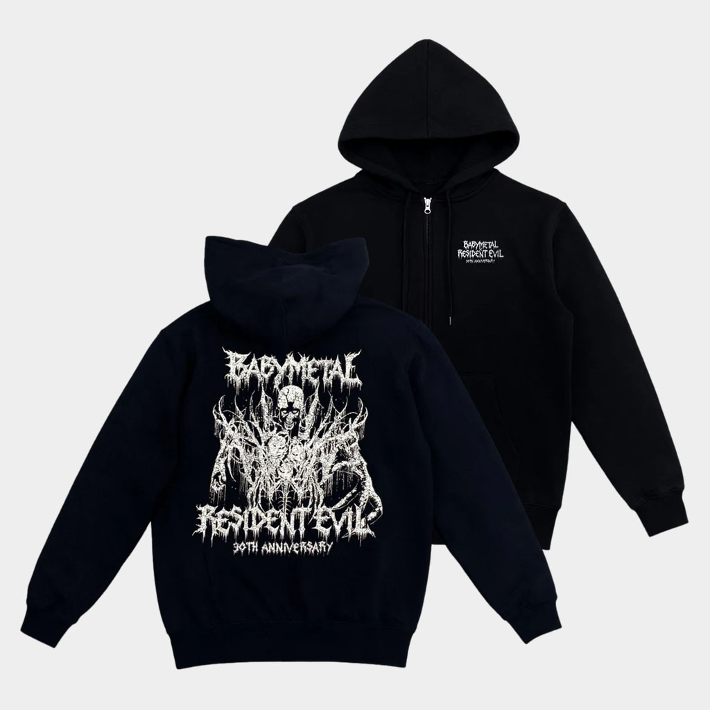 Babymetal Merch 2026 Babymetal X Resident Evil 30th Anniversary Metal Outbreak Zip Hoodie Black