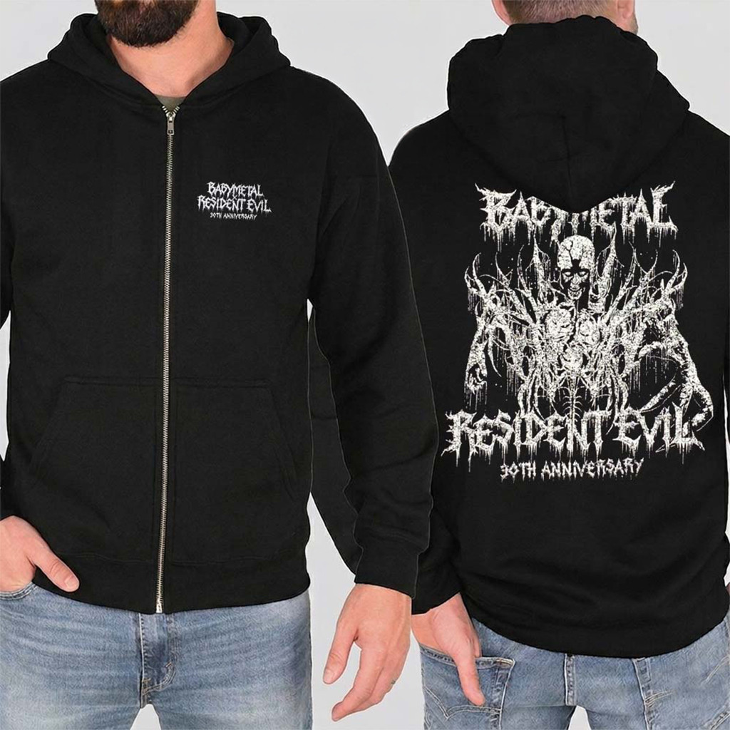 Babymetal X Resident Evil 30th Anniversary Merch Metal Outbreak Zip Up Hoodie Best Fan Gifts
