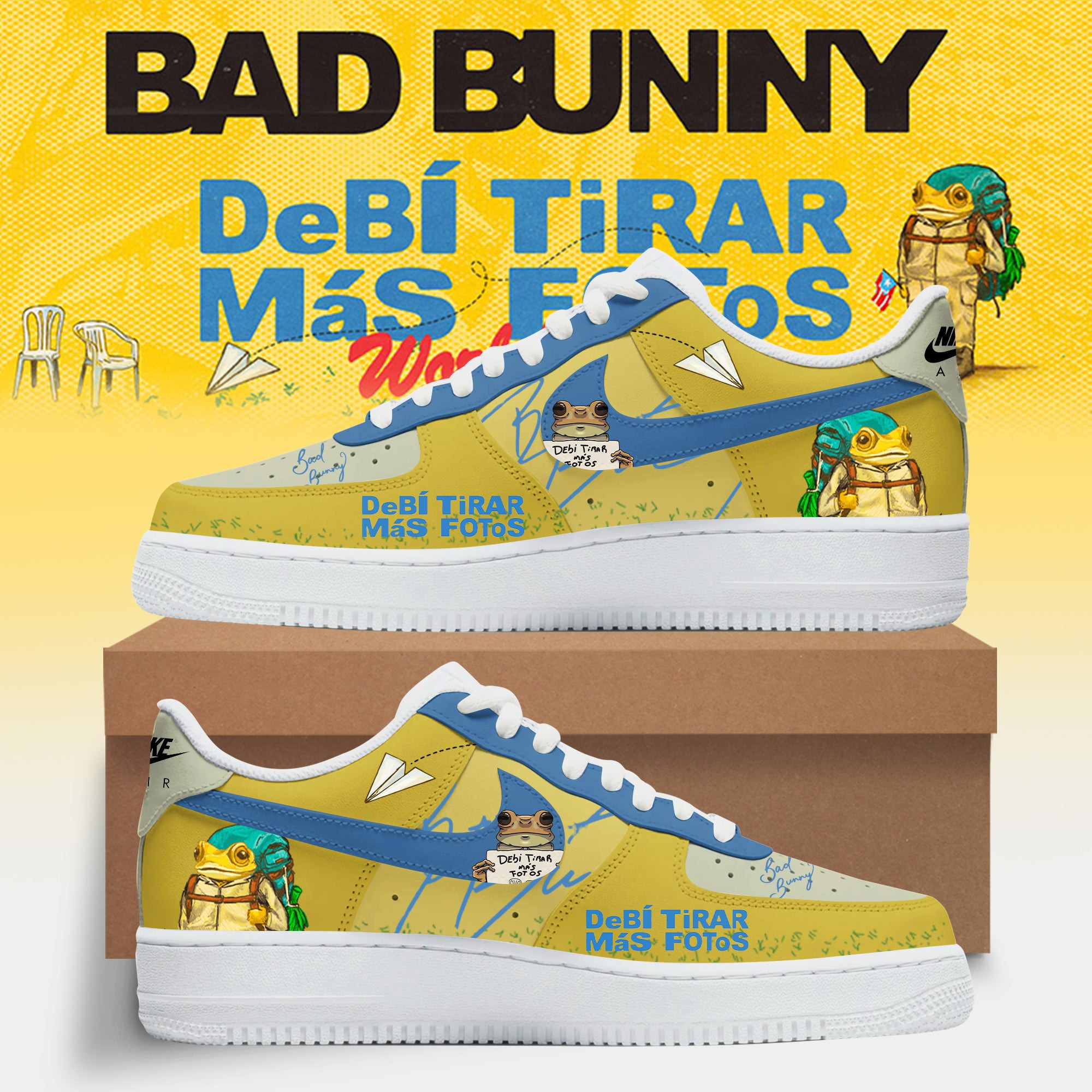 Bad Bunny DeBi Tirar Mas Fotos World Tour AF1 Sneakers Bad Bunny Merch 2026 Gifts For Fan