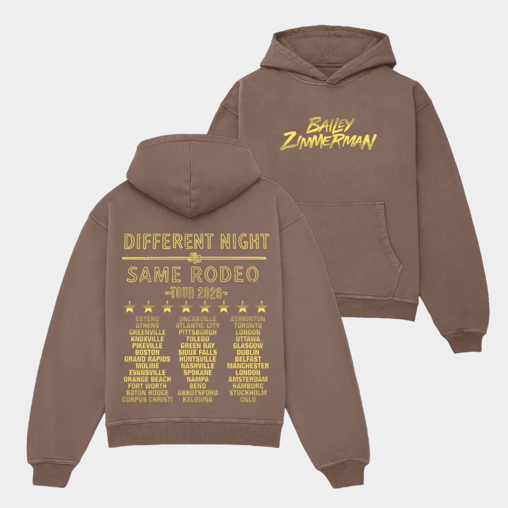 Bailey Zimmerman Merch Different Night Same Rodeo Tour 2026 Hoodie Presents For Music Lovers