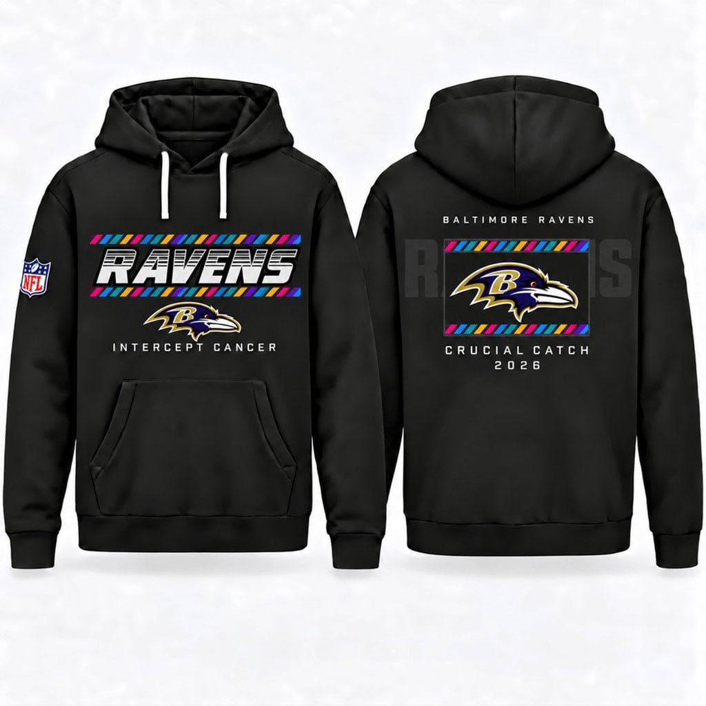 Baltimore Ravens 2026 Crucial Catch Hoodie Baltimore Ravens Merch Football Fan Gifts Ideas
