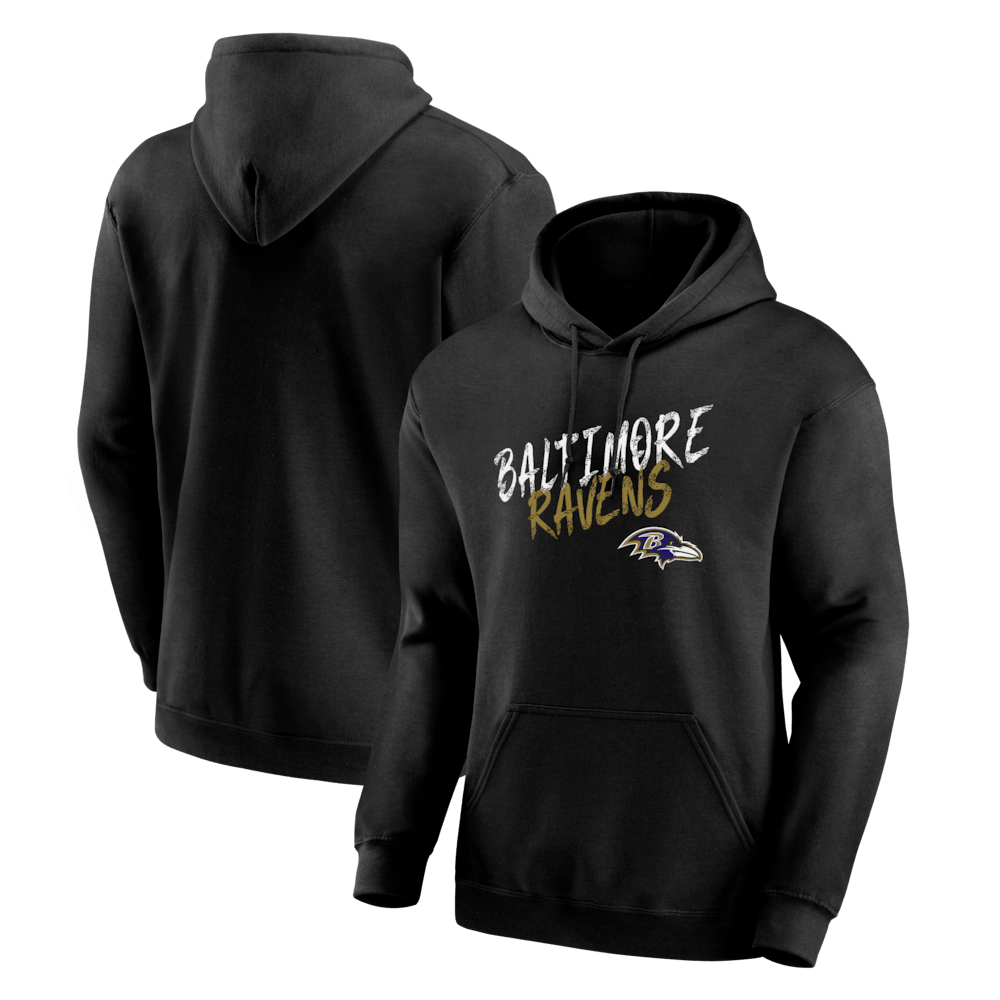 Baltimore Ravens Merch - Men's Hustle Hoodie, Black - Football Fan Gear
