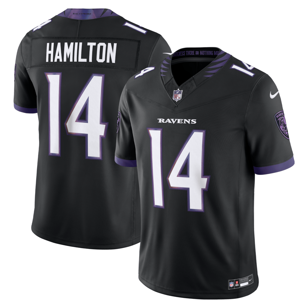 Baltimore Ravens Merch - Men's Kyle Hamilton Alternate Vapor F.U.S.E. Stitched Limited Jersey, Black  - Football Related Gifts