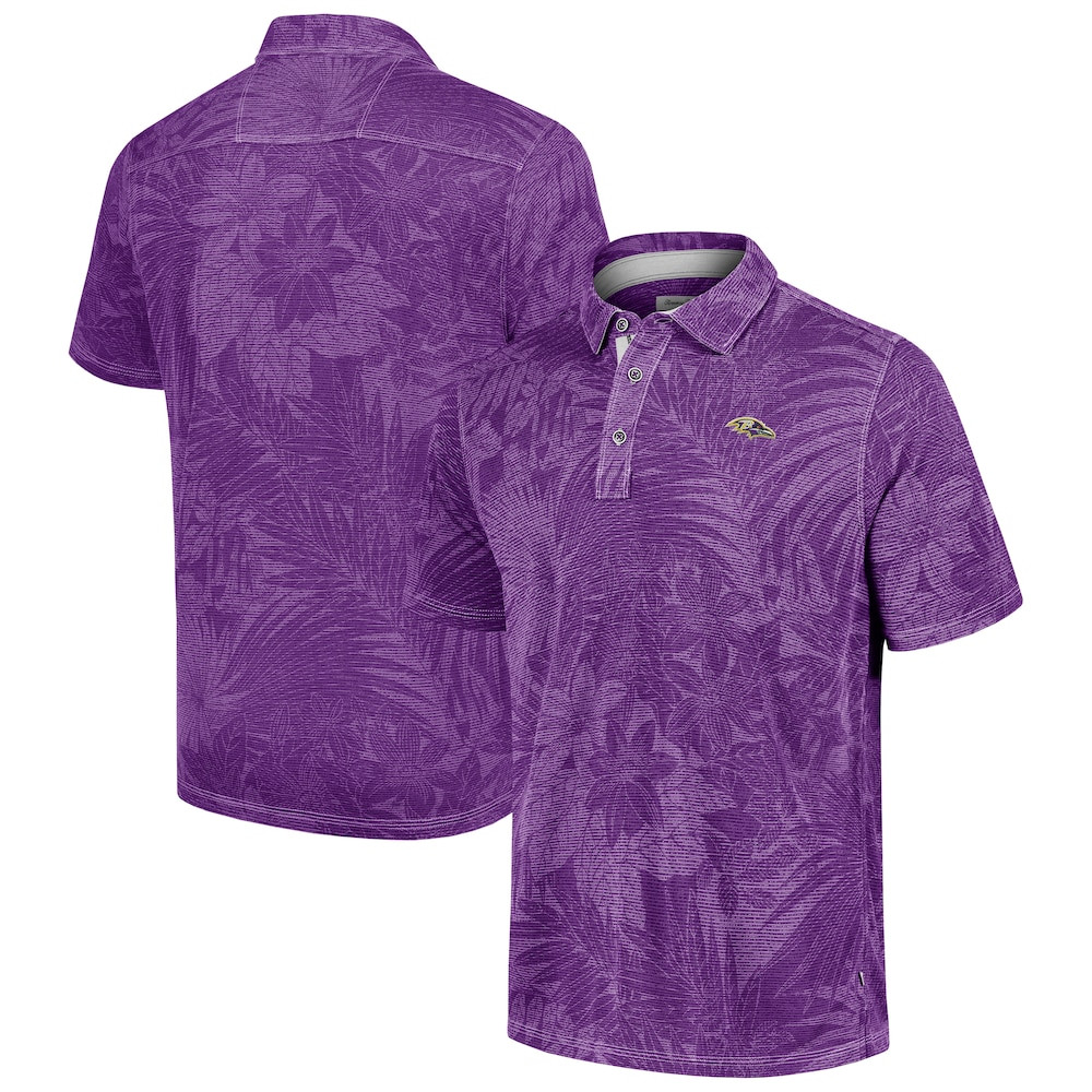 Baltimore Ravens Merch - Men's Tommy Bahama Purple Sport Santiago Paradise Polo - Best Gifts For Football Fans