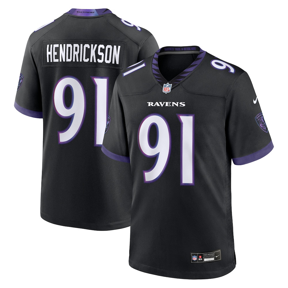 Baltimore Ravens Merch - Men's Trey Hendrickson Alternate Game Jersey, Black - Gift Ideas For Football Lovers