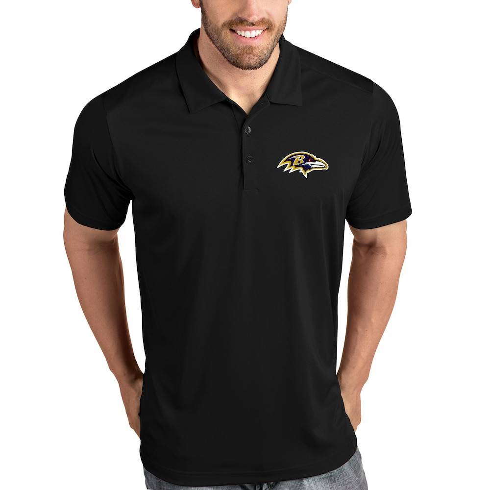 Baltimore Ravens Merch - Tribute Polo -, Black - Antigua - Football Gifts For Men