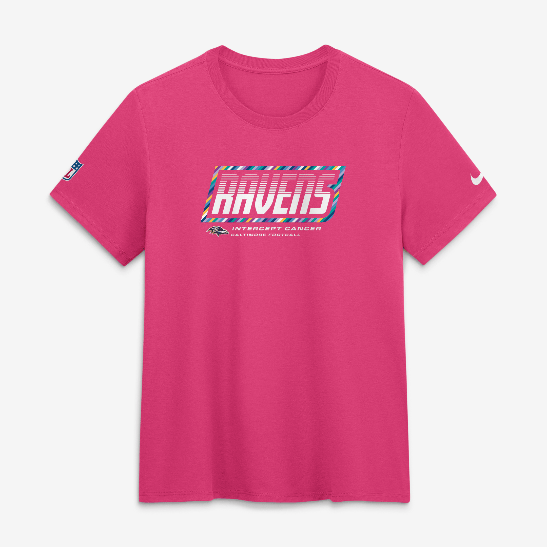 Baltimore Ravens NFL Crucial Catch Merch 2026 Tri-Blend Tee Pink Womens Great Football Gifts