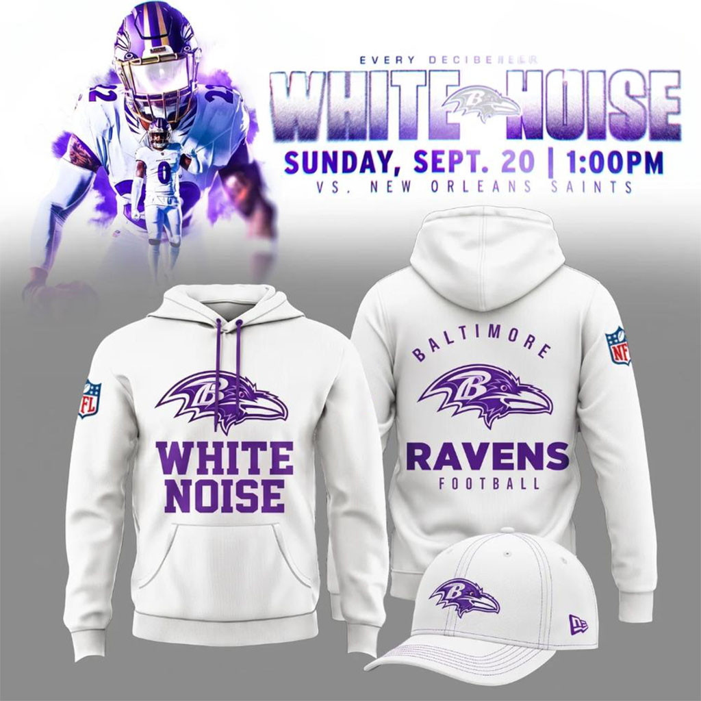 Baltimore Ravens White Noise 2026 Hoodie Baltimore Ravens Merch Present For Football Lovers