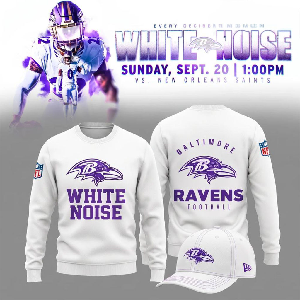 Baltimore Ravens White Noise 2026 Sweatshirt Baltimore Ravens Merch American Football Gifts