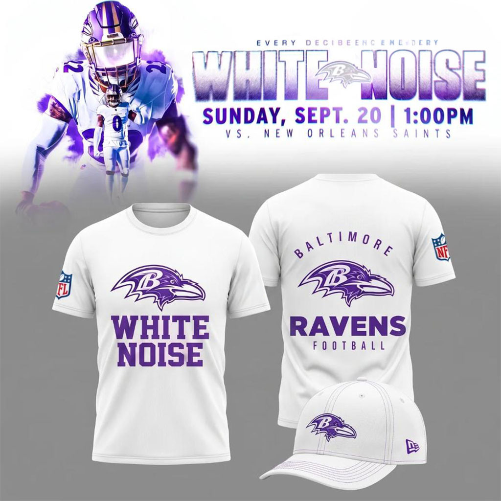 Baltimore Ravens White Noise 2026 T-Shirt Baltimore Ravens Merch Gift For Football Lovers