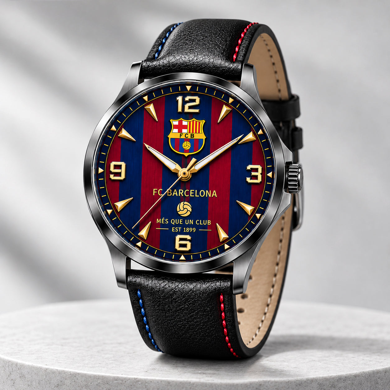 Barca FC Mes Que Un Club Est 1899 Leather Watch Football Fan Gift Ideas