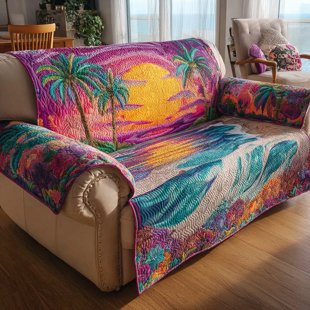 Beach Horizon Quilted Couch Cover Washable Settee Covers For Dogs Housewarming Gift Ideas