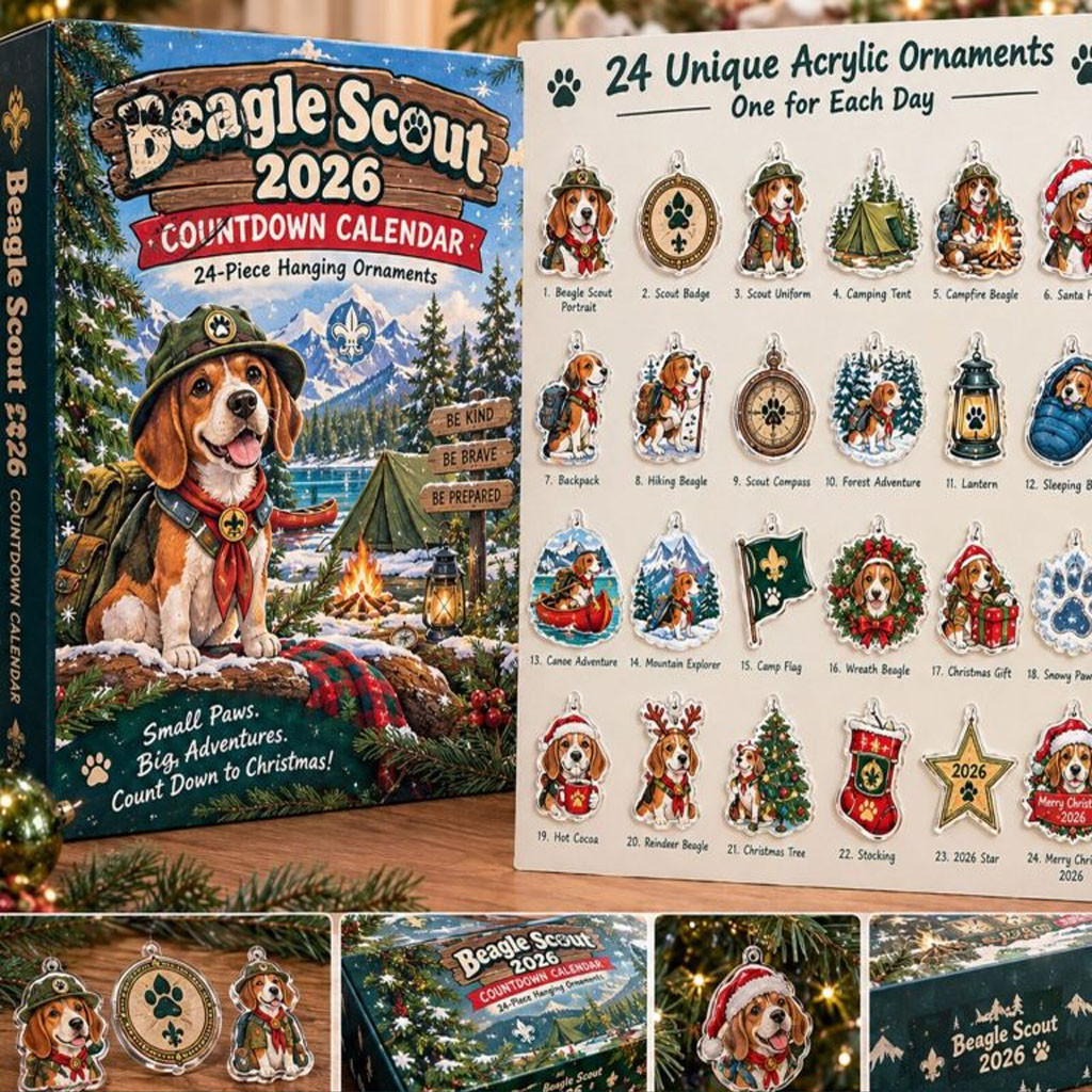 Beagle Scout Advent Calendar 2026 24 Days Christmas Ornaments Gift For Camping Lovers