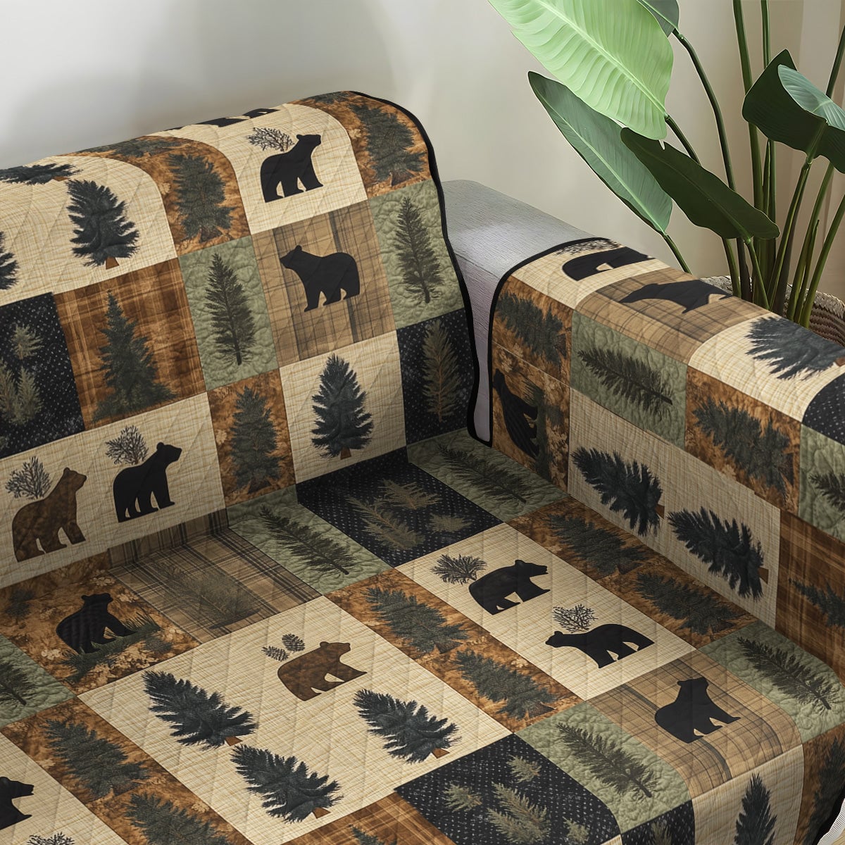 Bear Paw Quilted Couch Cover Washable Cat Proof Sofa Cover Granny Mothers Day Gift
