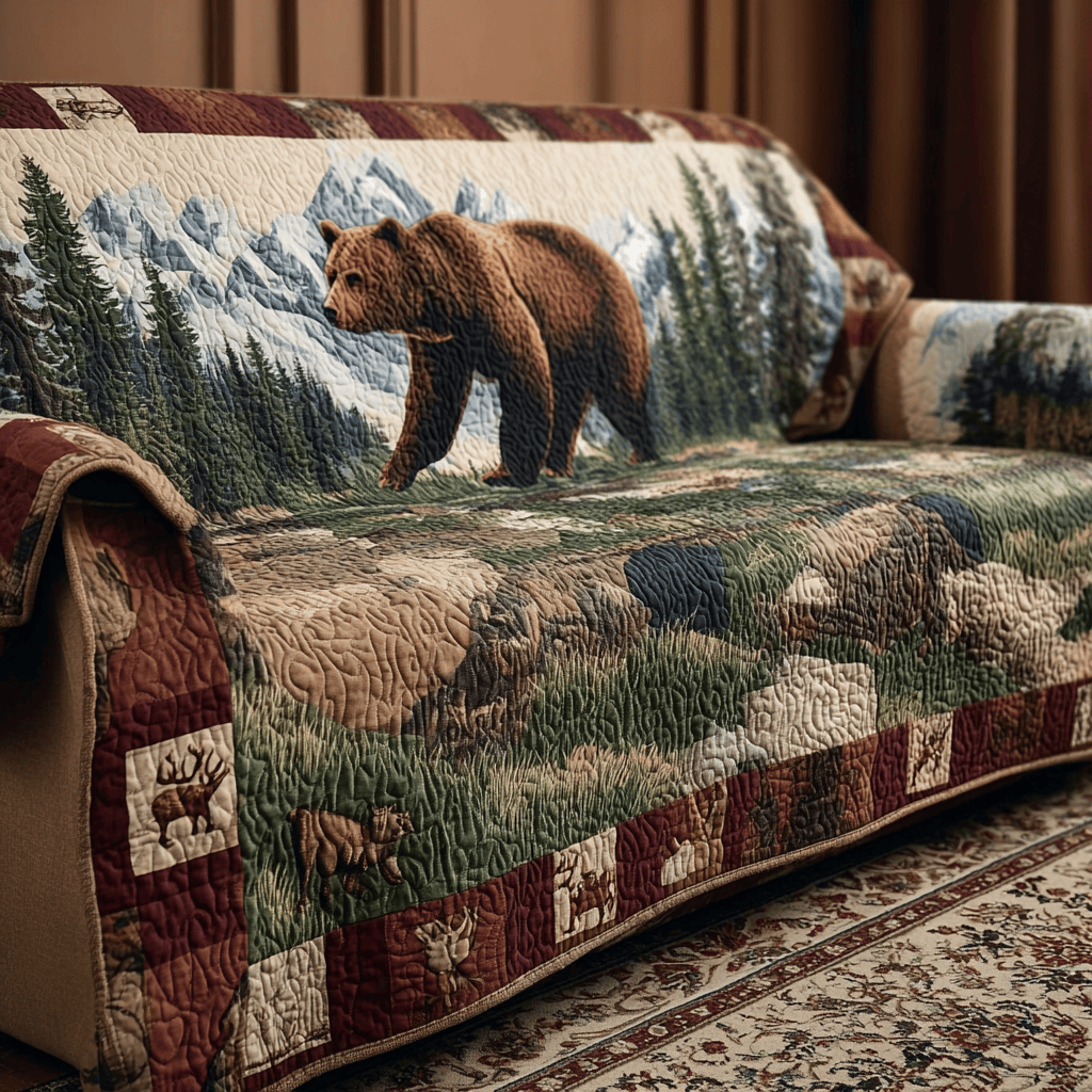 Bear Quilted Couch Cover Washable Sofa Pet Protector Mother To Be Mothers Day Gift