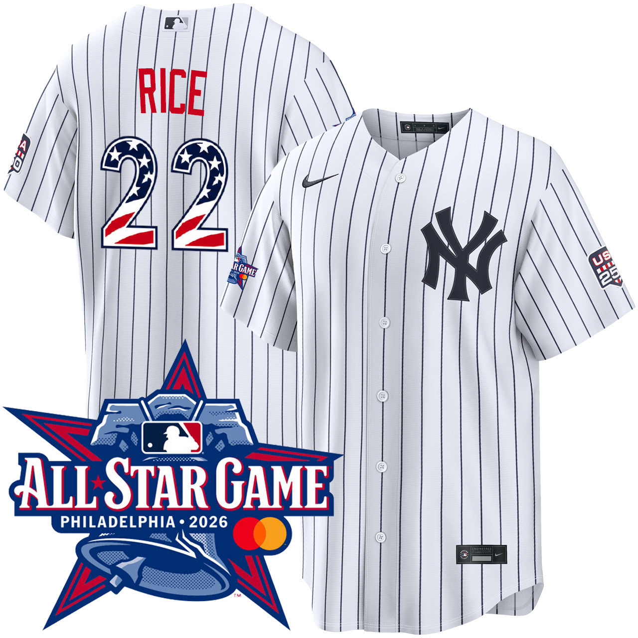 Ben Rice New York Yankees 2026 All-Star Edition Stars & Stripes Home Jersey - White