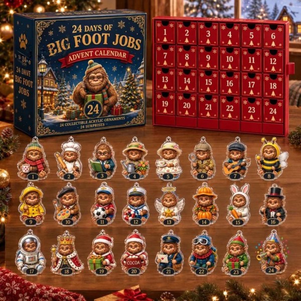 Bigfoot Jobs Christmas Advent Calendar 24 Days Of Ornaments Countdown Box Gifts For Xmas - Image 2