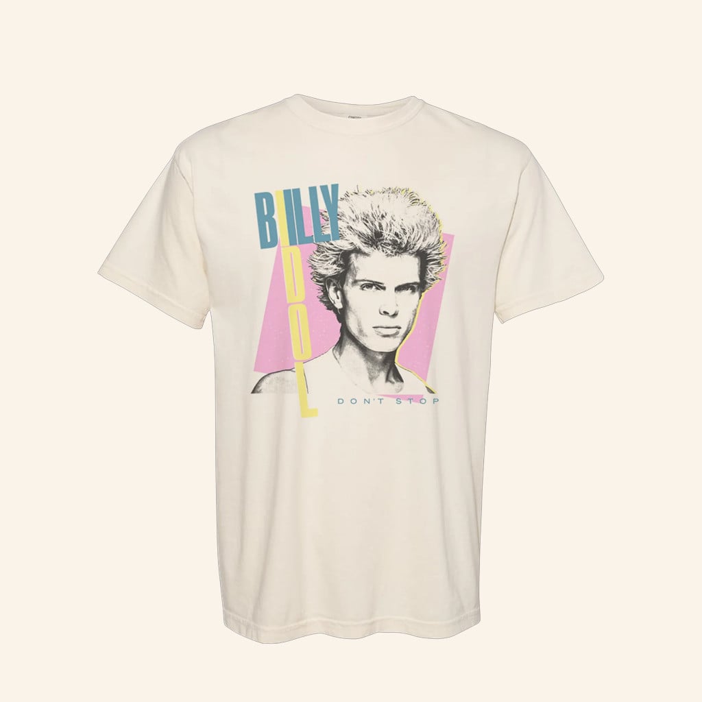 Billy Idol Merch Don’t Stop Ivory T-Shirt Best Gifts For Music Lovers
