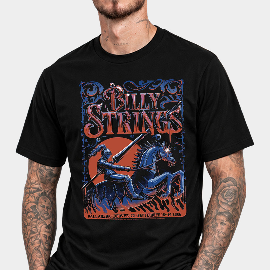 Billy Strings Merch 2026 Billy Strings Denver CO Event Poster T-Shirt Art By Lewy Jones Shirt