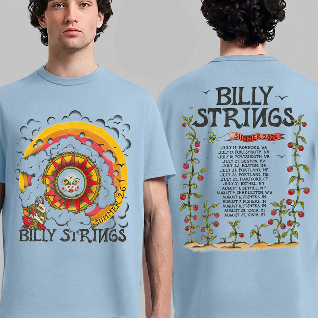 Billy Strings Summer 2026 Tour Merch With Dates The Sun T-Shirt Music Gift Ideas For Guys