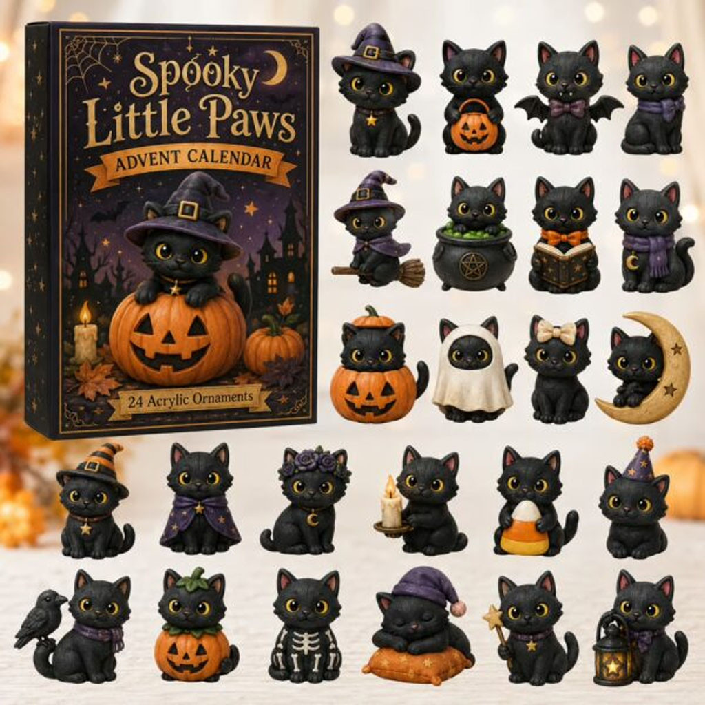 Black Cat Halloween Spooky Ornaments 2026 Advent Calendar Halloween Gifts For Cat Lovers