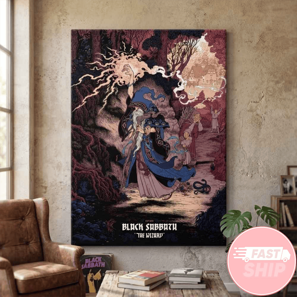 Black Sabbath The Wizard Rainbow Foil Edition Poster Black Sabbath Merch Wall Art Decor