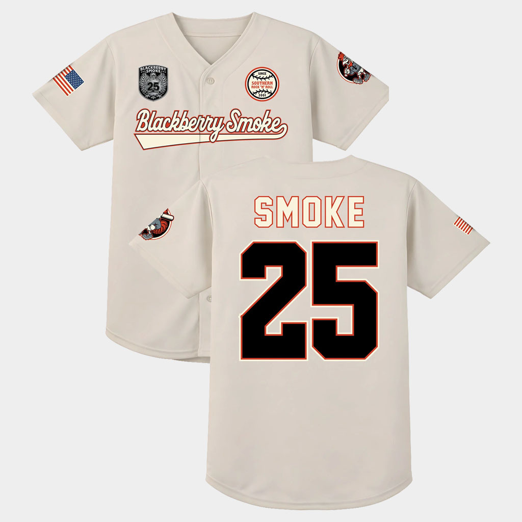 Blackberry Smoke Merch 2026 Blackberry Smoke 25th Anniversary Baseball Jersey Present For Fans