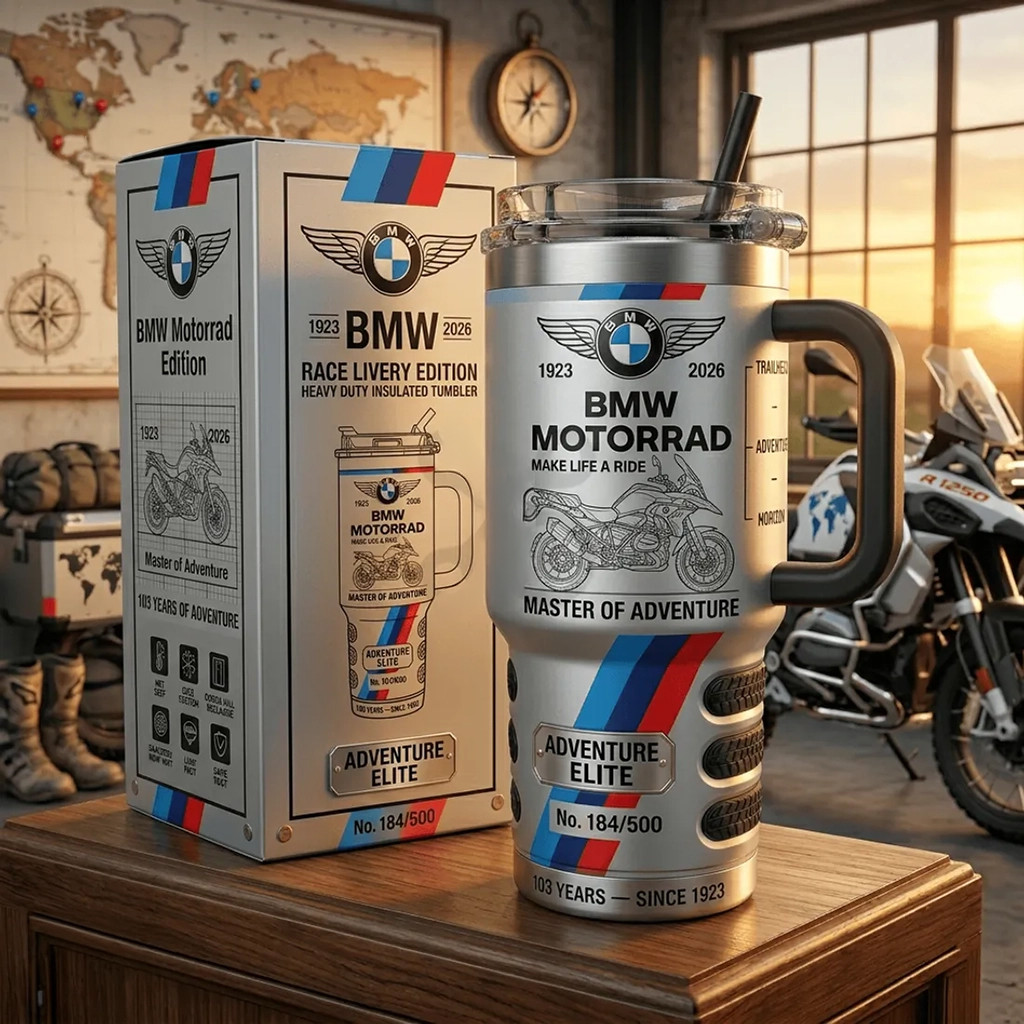 BMW Motorrad 103 Year Race Livery Tumbler BMW Master Of Adventure Travel Cup Gifts For Husband