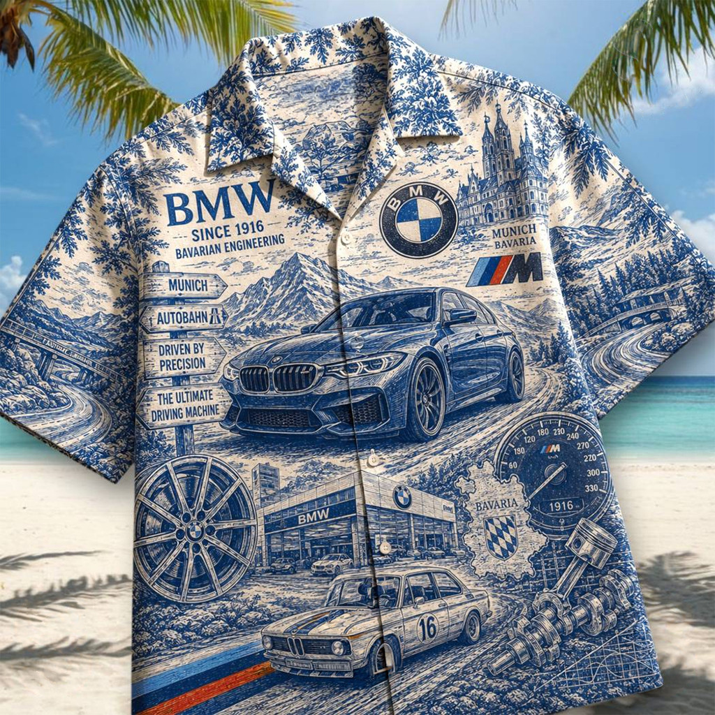 BMW Scenic Toile De Jouy Style Hawaiian Shirt 2026 BMW Merch Car Lover Gifts For Dad