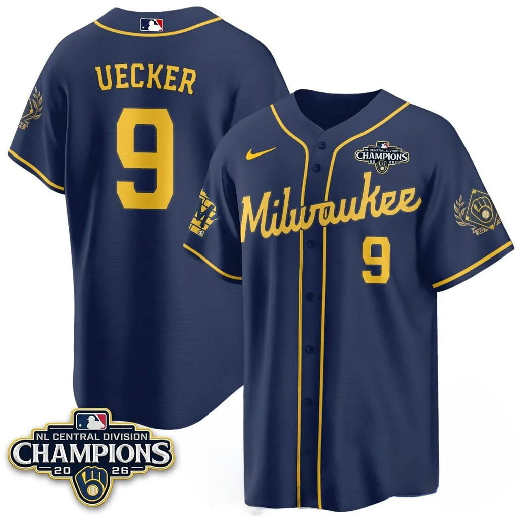 Bob Uecker Jersey Milwaukee Brewers NL Central Champions Merch #9 Milwaukee Baseball Jersey