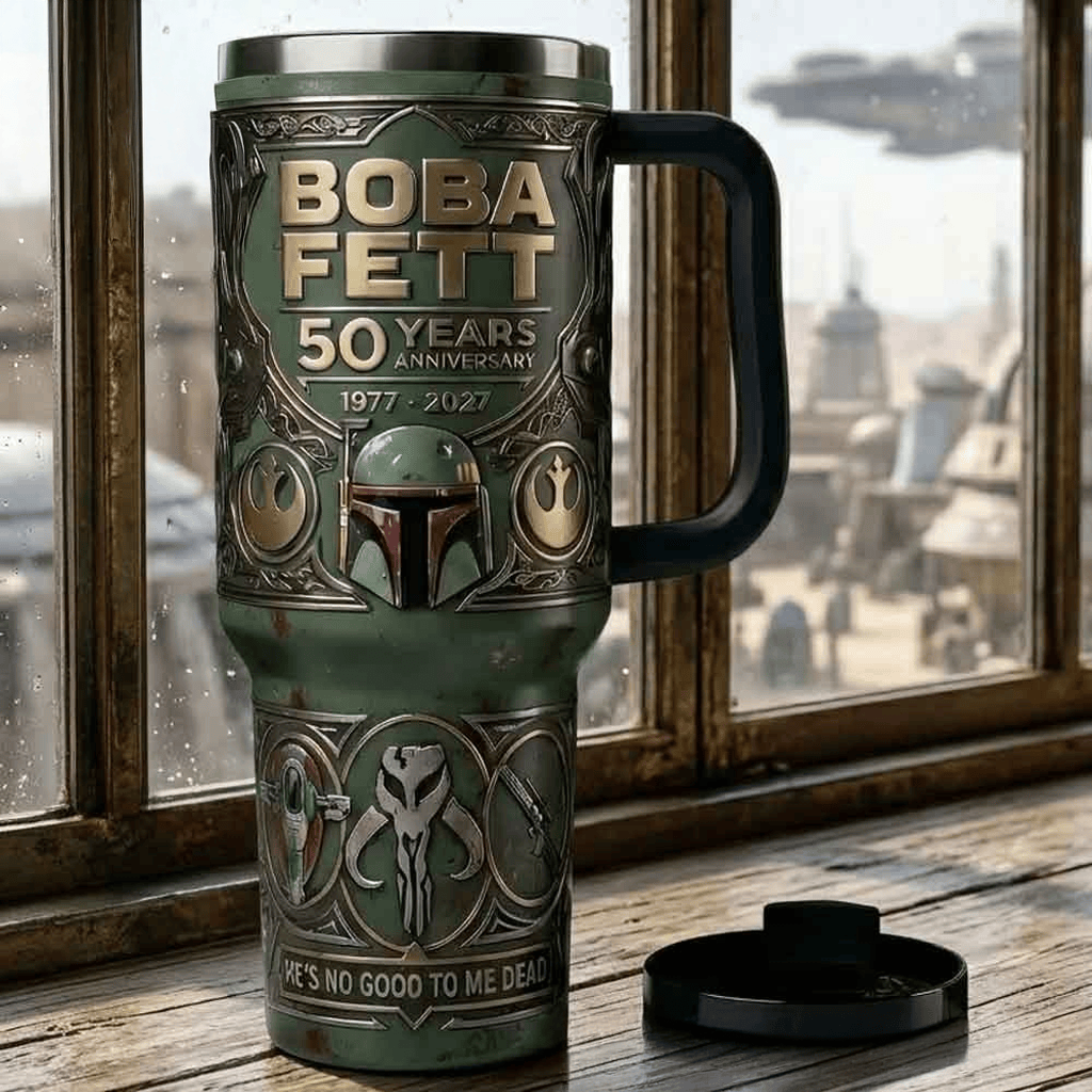 Boba Fett 50th Anniversary Tumbler Star Wars Collector’s Mug Boba Fett Merch For Fans