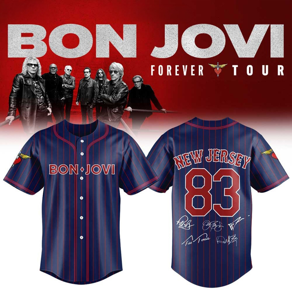 Bon Jovi Forever Tour 2026 Merch New Jersey #83 Jersey Signature Bon Jovi Merch Fan Gifts