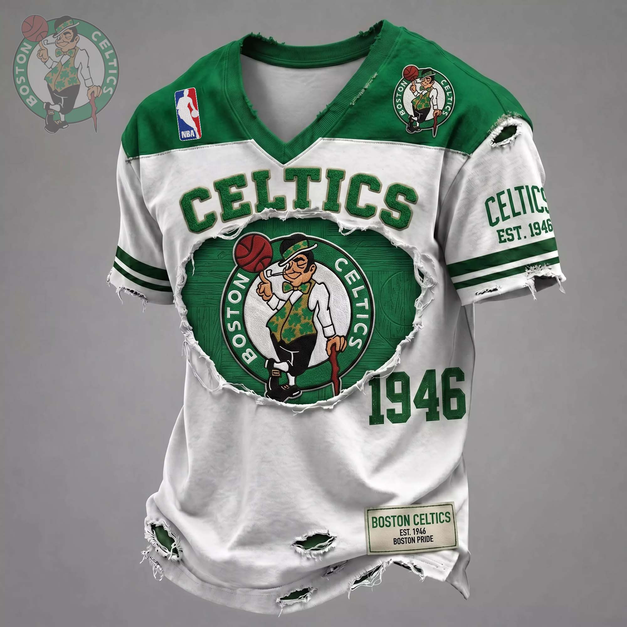 Boston Celtics V-Neck Shirt Boston Pride Shirts Boston Celtics Merch Present For Basketball Fan