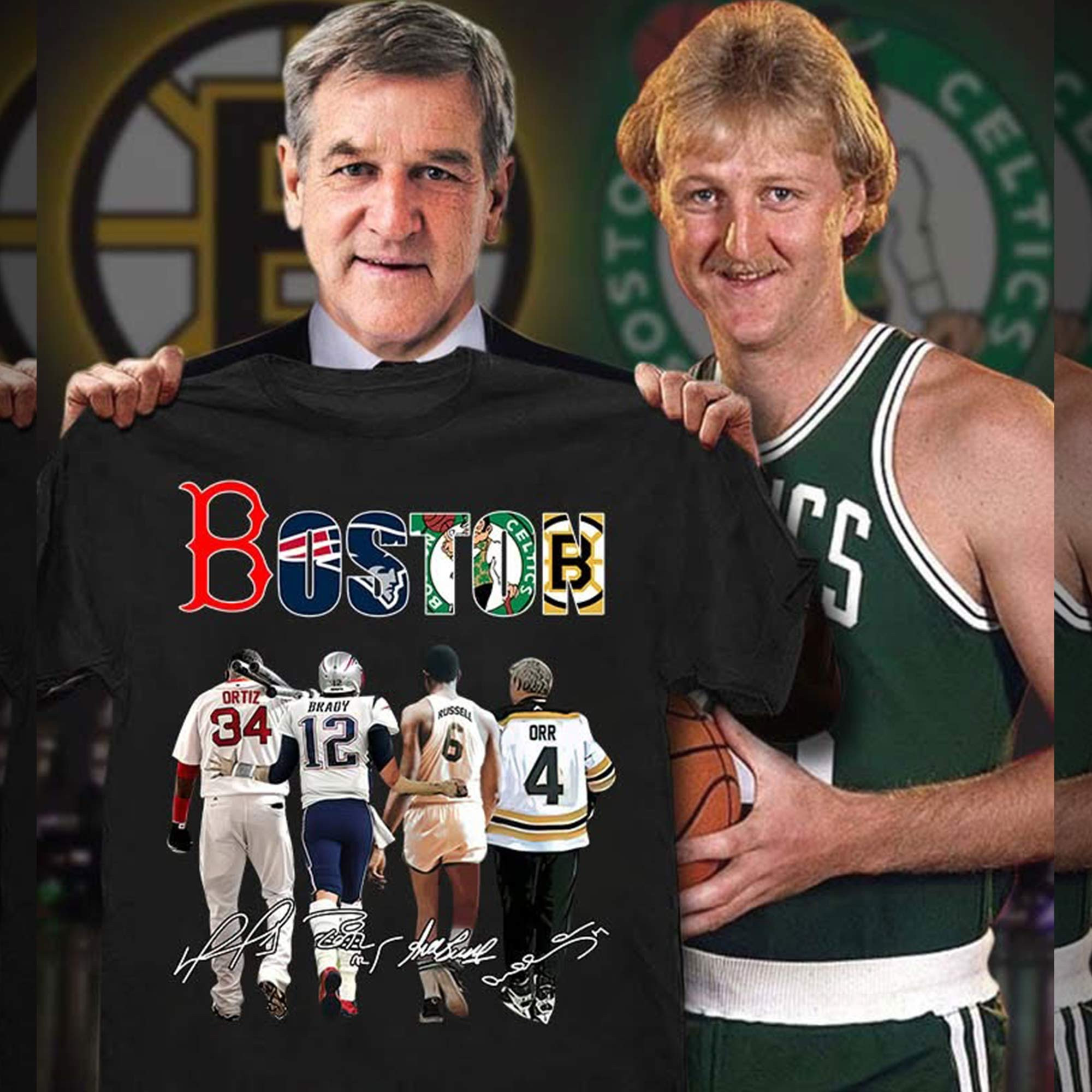 Boston Legends Ortiz Brady Russell Orr Signatures Graphic Shirt Gifts For Fans