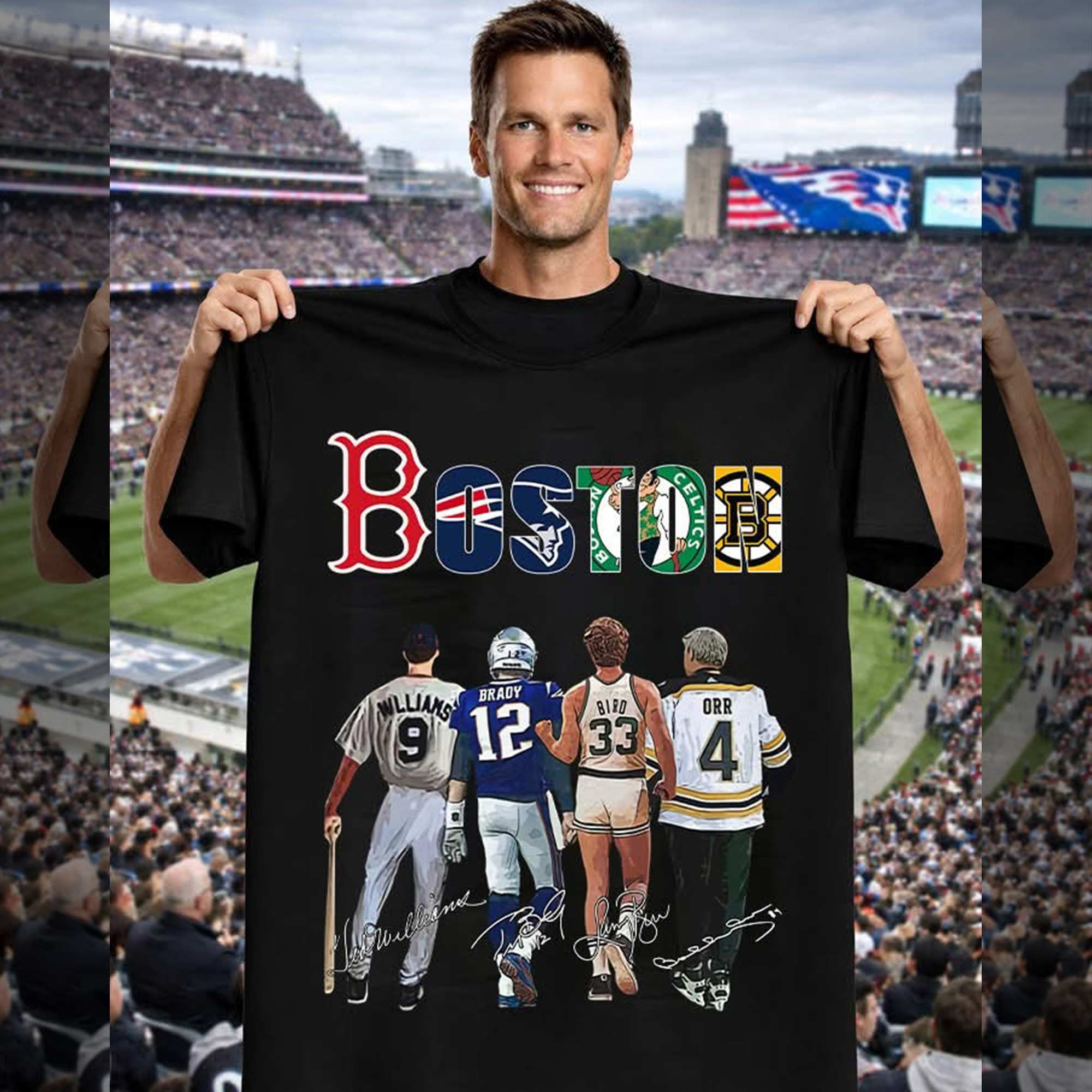 Boston Legends Wllians Brady Bird Orr Signatures Graphic Shirt Gifts For Fans