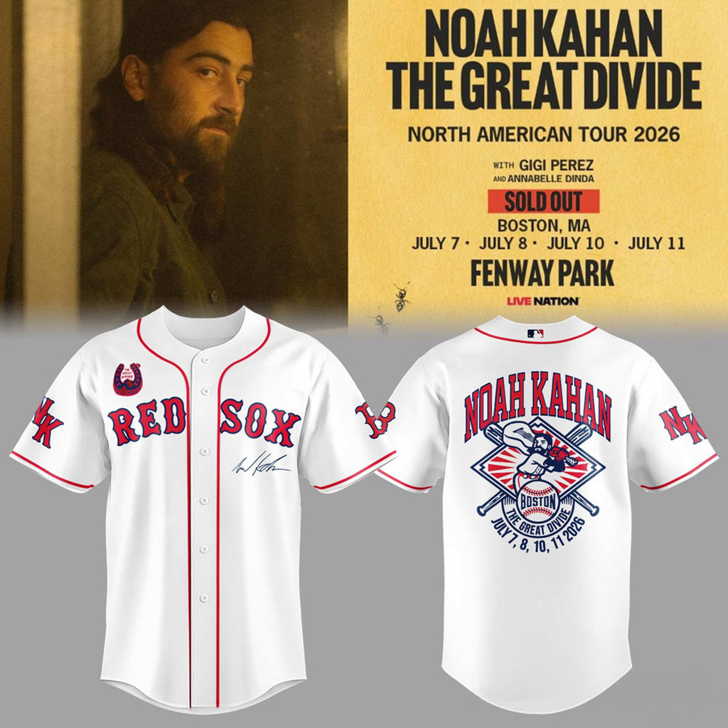 Boston Red Sox X Noah Kahan The Great Divide Tour 2026 At Fenway Park Jersey Noah Kahan Merch