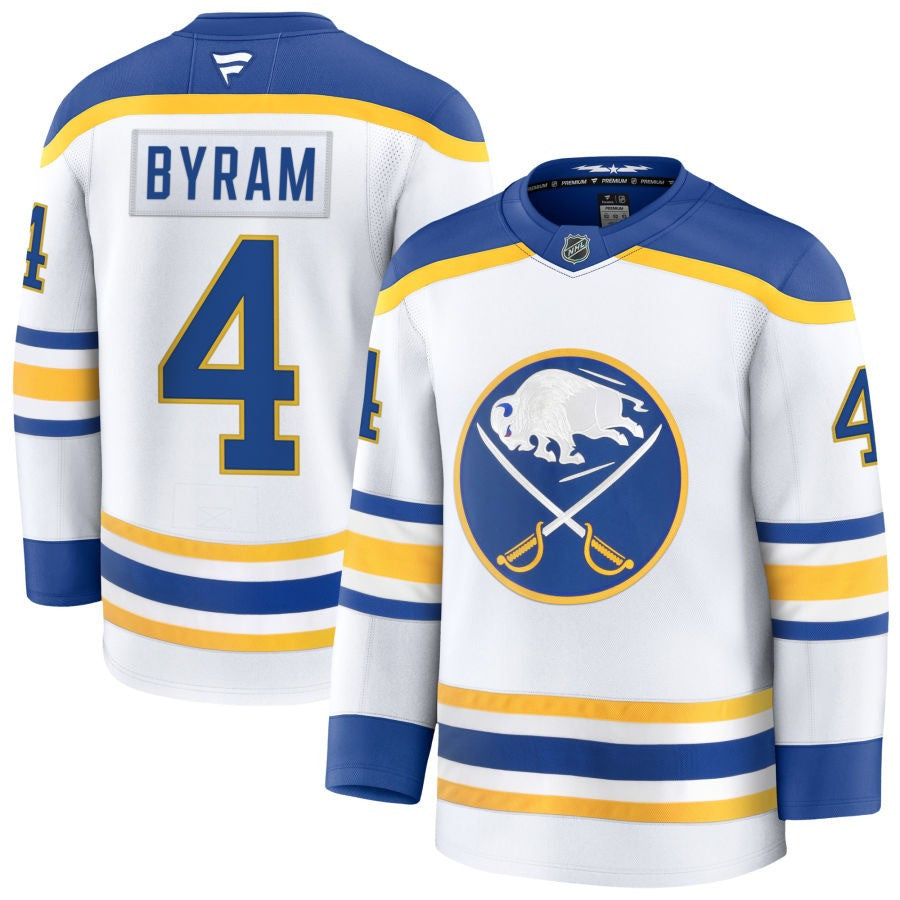Bowen Byram Buffalo Sabres 2025 Away Jersey - White 1 Bowen Byram Buffalo Sabres 2025 Away Jersey - White