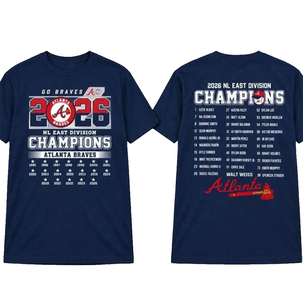 Braves 2026 NL East Division Champions Rosters T-Shirt Atlanta Braves Merch Baseball Fan Gifts