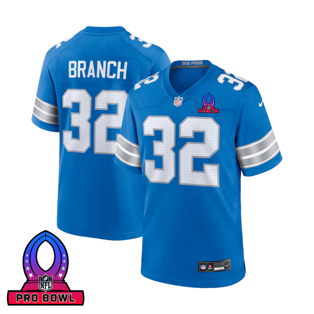 Brian Branch Detroit Lions 2025 Pro Bowl Patch Game Men Jersey - Blue
