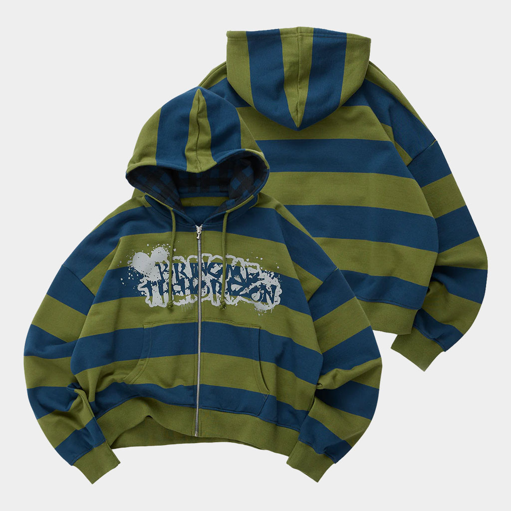 Bring Me The Horizon Merch 2026 Striped Zip Hoodie BMTH Merch Gift For Rock Music Lovers