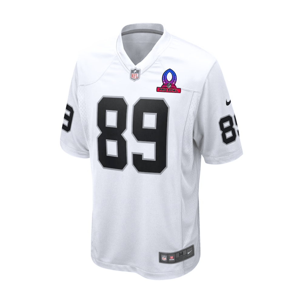 Brock Bowers Las Vegas Raiders 2025 Pro Bowl Patch Game Men Jersey - White - Image 2