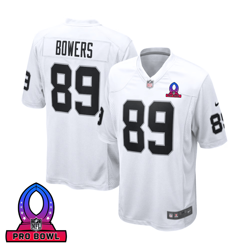 Brock Bowers Las Vegas Raiders 2025 Pro Bowl Patch Game Men Jersey - White