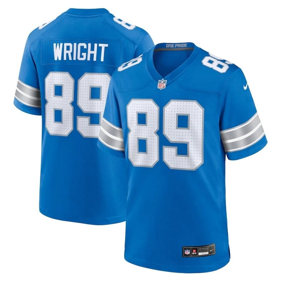 Brock Wright Detroit Lions 2025 Player Game Jersey - Blue